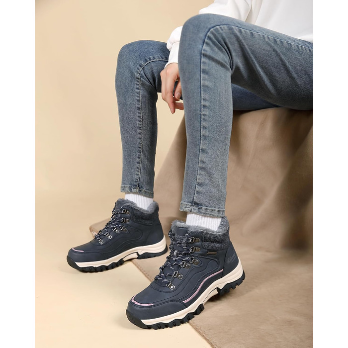 Жіночі зимові черевики: теплі трекінгові черевики для снігу, розмір 36-41 (синій, 38 EU)