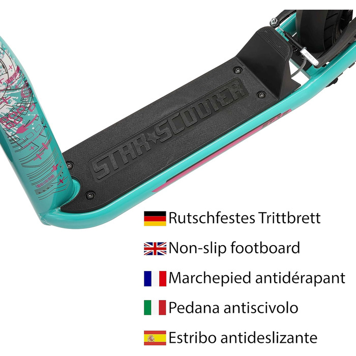 Самокат дитячий STAR SCOOTER City Kick Scooter 16 дюймів, з повітряними колесами, регульована висота, м'ятний колір