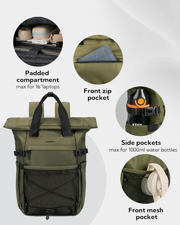 Рюкзак WATERFLY Rolltop 16-21 л для ноутбука 16