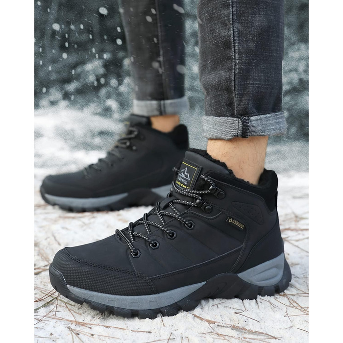 Чоловічі зимові черевики ARRIFGO BELLO - зимові черевики, черевики для хайкінгу, трекінгові черевики, утеплені, антиковзаючі, чорні, розмір 41-46 EU