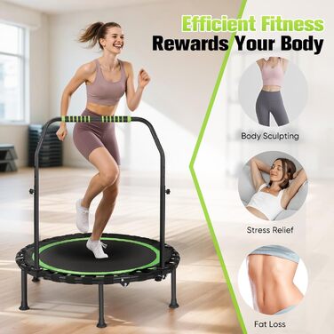 Трамплін для фітнесу в приміщенні, складаний, Ø101 см, 150 кг, стабільний та тихий, для дорослих (зелений)