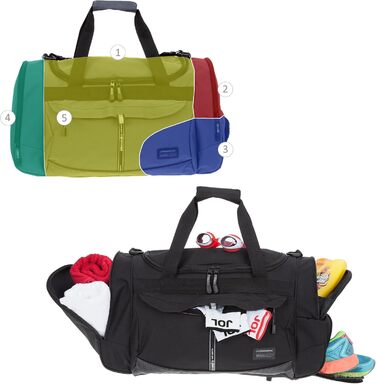 Спортивна сумка ALESSANDRO ELEPHANT Mate 55 см, 45 л, чорний з білим орнаментом, для фітнесу та подорожей
