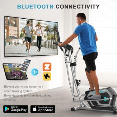 Еліптичний тренажер Crosstrainer 3-в-1 з LCD-монітором та регулюванням навантаження до 287 кг (Срібний)