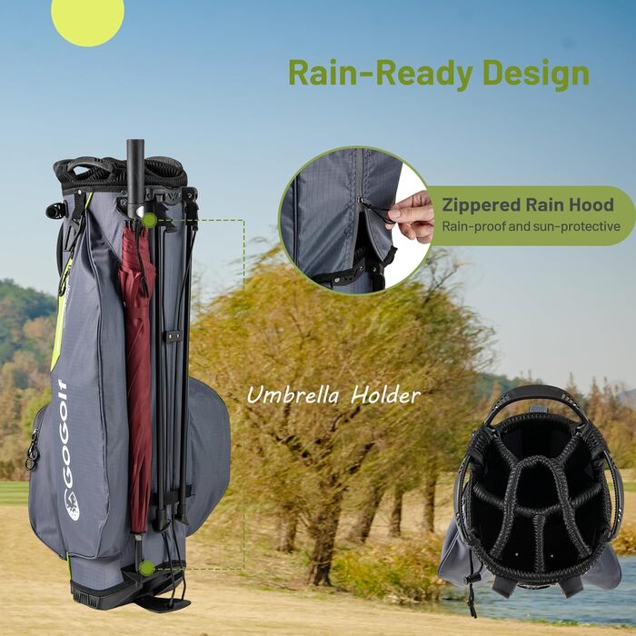 Сумка для гольфу LIFEZEAL: легка, з 8 верхніми відділеннями та 5 кишенями на блискавці, з тримачем для парасольки, водонепроникна, з регульованим плечовим ременем (сіра)