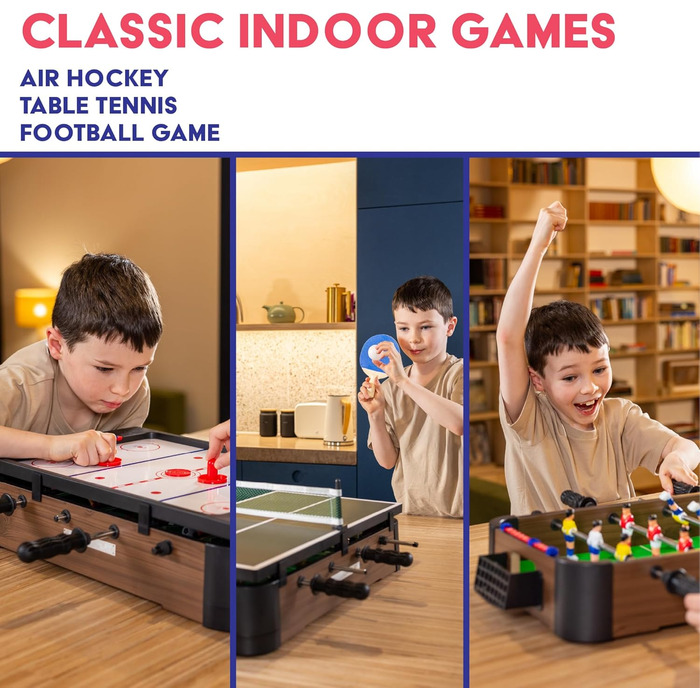 PowerPlay Набір ігор для столу 3 в 1: міні-футбол, хокей, настільний теніс