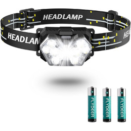 Льодносвітло Lsnisni 2000 Люмен, 2 шт. LED налобний ліхтар з 6 режимами, акумуляторний, водонепроникний IPX5, для дітей та дорослих, з батарейками AAA (2 шт.)