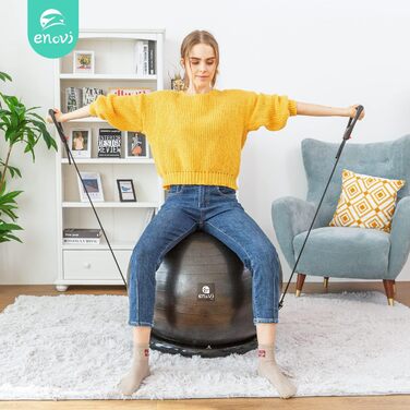 Гімнастичний м'яч ENOVI Fit+ з фітнес-стрічками, набір для фітнесу, йоги, тренувань, для спини та офісу