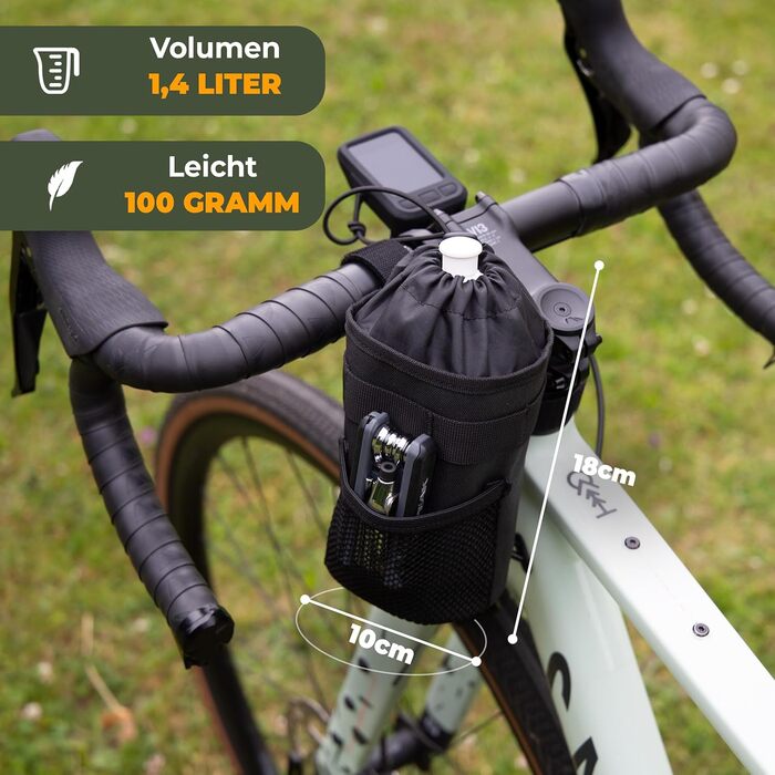 Сумка для керма Rovativ Bikepacking Snack-Pack 1,4 л з додатковою кишенею для їжі, для гравійного, шосейного велосипеда та MTB