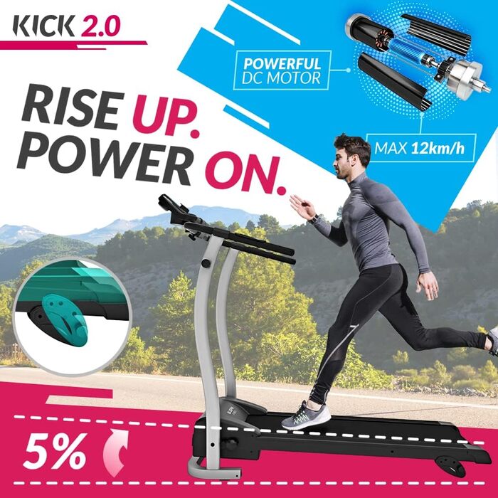 Бігова доріжка Bluefin Fitness Kick FIT складана для ходьби, домашнього та офісного використання, Walking Pad під стіл, сіра, 2023