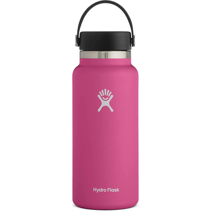 Термос пляшка HYDRO FLASK 946 мл – вакуумна спортивна пляшка з нержавіючої сталі з кришкою Flex Cap та ремінцем, широка горловина, рожевий, можна мити в посудомийці