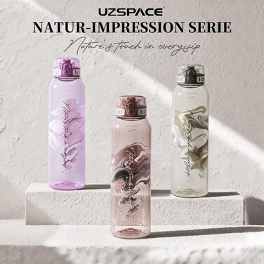 Дитяча пляшка для води UZSPACE 600 мл, спортивна, непроливальна, з одноручним керуванням, для газованої води, можна мити в посудомийній машині, для школи та активного відпочинку, білий колір