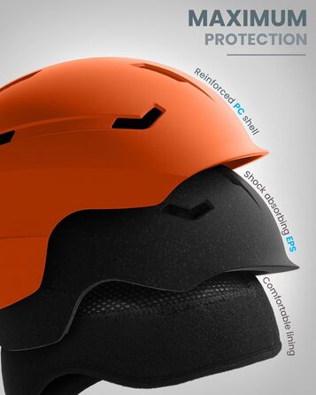 Гірськолижний шолом OutdoorMaster з маскою для дорослих, 12 вентиляційних отворів, матовий помаранчевий, розмір L (58-61 см), для лиж і сноуборду, унісекс