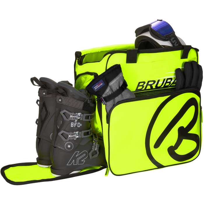 Чохол для лижних черевиків BRUBAKER Super Champion з відділенням для шолома та рюкзаком - Неоновий жовтий/Чорний