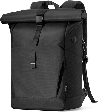 Рюкзак Inateck RollTop 25-30 л з відділенням для взуття, для ноутбука 17'' для чоловіків і жінок, чорний