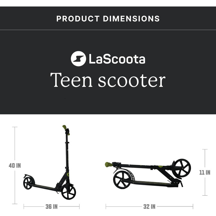 Lascoota Роликовий самокат для дітей від 8 років - для дорослих, складний, з регулюванням висоти, амортизація спереду + ремінь на плече, колеса 20 см, самокат для підлітків (фіолетовий)