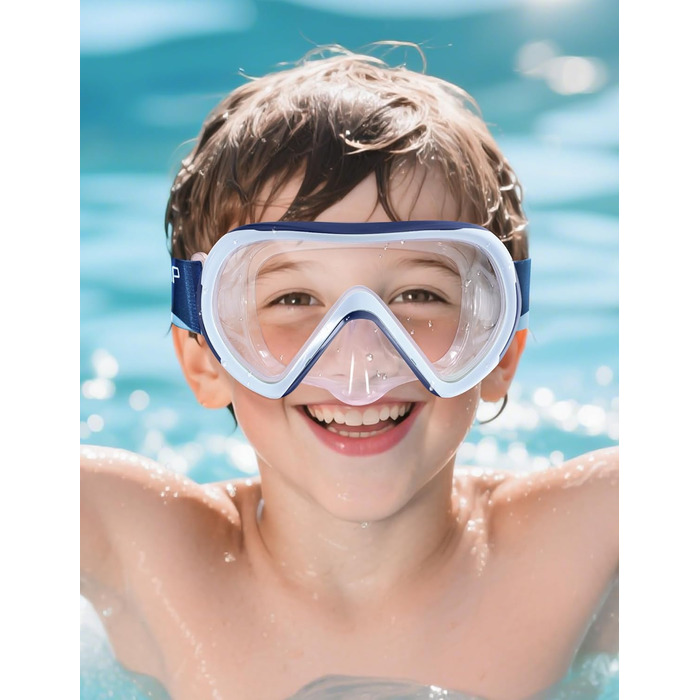 Дитяча маска для снорклінгу та дайвінгу Supertrip, 6-14 років, скло, для хлопчиків та дівчаток (SeaBlue)