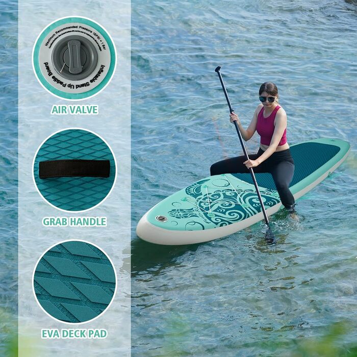 Надувна SUP-дошка FEATH-R-LITE для дорослих, ультралегка, широка та стійка, з аксесуарами: весло, сумка, насос