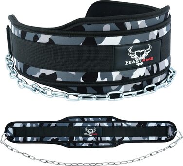 Пончо для підняття штанги BEAST RAGE, шкіряний, міцний, для тренажерного залу, бодібілдингу, тренувань, 10 регульованих отворів, 10,2 см, універсальний розмір, камуфляж