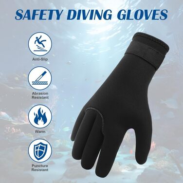 AOOSA Неопренові рукавички та шкарпетки для плавання, унісекс, 3 мм, чорні, M. Захист від ковзання, для дайвінгу, серфінгу, снорклінгу