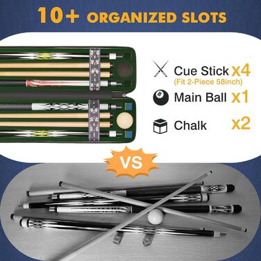 Чохол для більярдного кия Pool-Queue-Tasche: міцний кейс на 10 київ з м'якою шкіряною ручкою та плечовим ременем, для перенесення, чоловічий, однотонний (Getaway Solids)