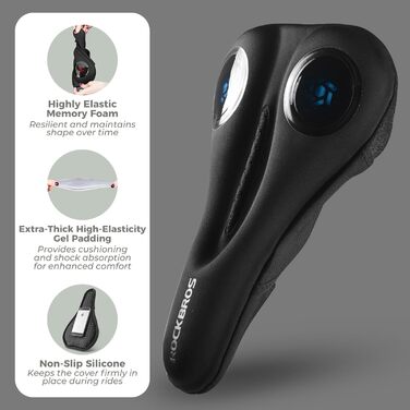 Подушка-накладка на сидіння велосипедного крісла ROCKBROS, гелева, вузька, дихаюча, 28*17см, червоно-синя