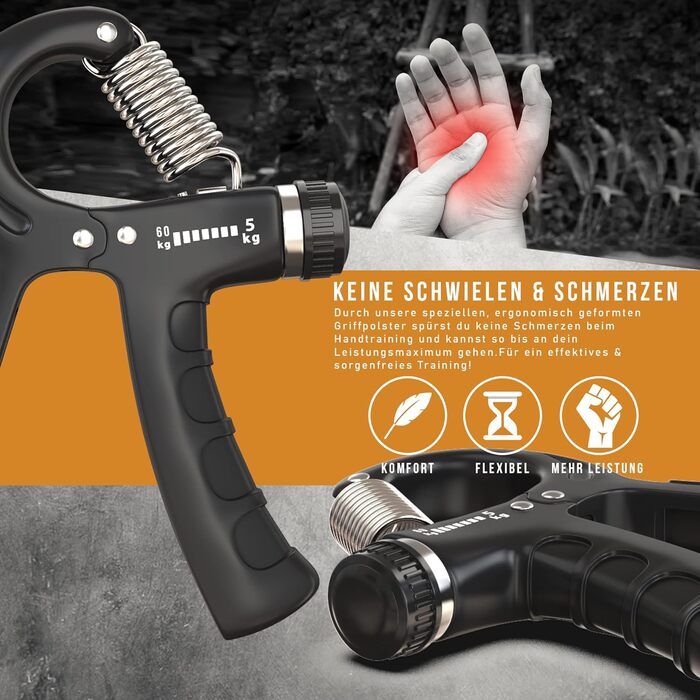 ALPHASKIN Handtrainer Преміум: Набір для тренування сили рук та пальців (2/5 шт.) | Grip Trainer, Підтримка зап'ястя, Фітнес