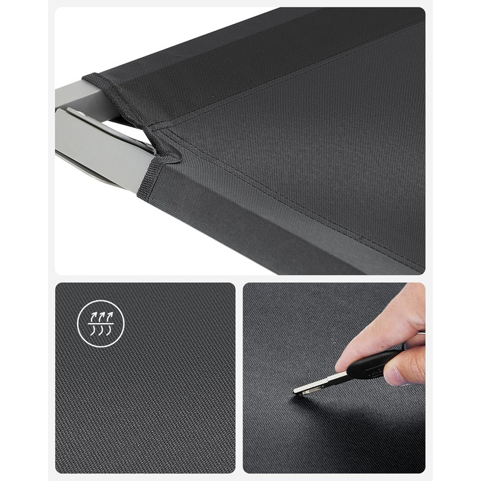 Кемпінгове ліжко SONGMICS, TÜV Rheinland, 260 кг, 210x72x45 см, чорне