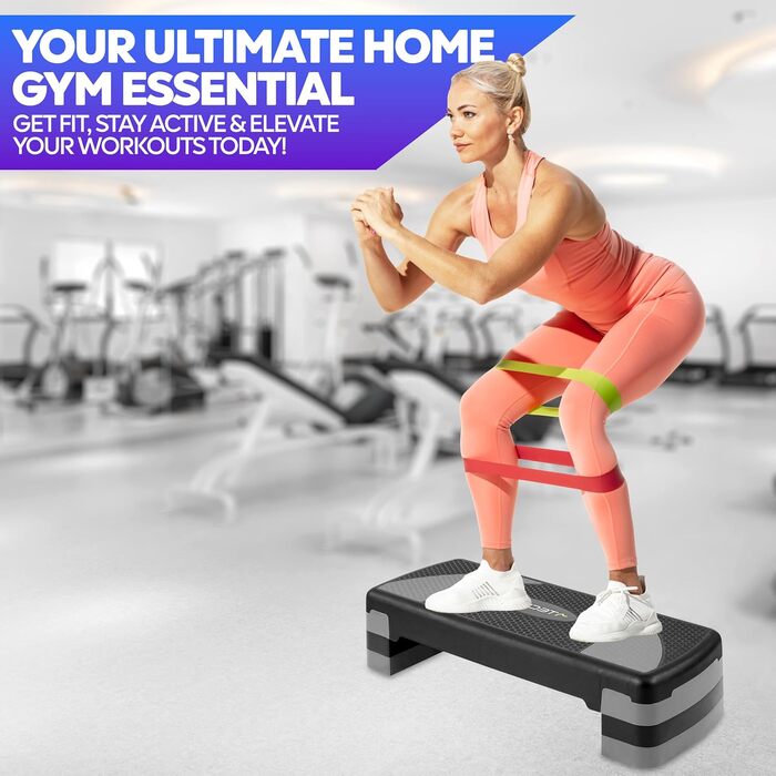 Степпер TechFit для аеробіки та фітнесу, регульована висота, антиковзне покриття, вантажопідйомність до 120 кг, з легкого та міцного полімеру, 3 рівні