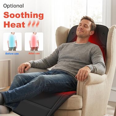 Масажна килимок CILI для всього тіла з підігрівом та вібрацією, масажне подушечко для спини, для зняття болю в спині та шиї