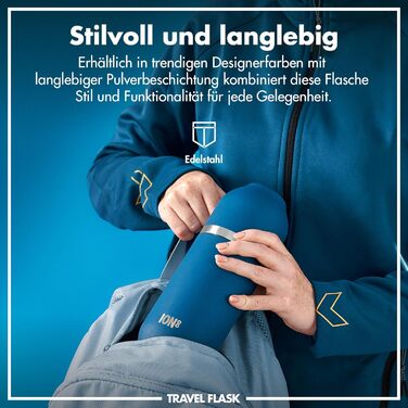ION8 вакуумна термобутилка ThermoShield для гарячих і холодних напоїв, великий ізольований стакан 2 чашки, магнітна кришка та м'яке дно, стильна та екологічна, колір – глибокий бірюзовий