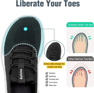 Жіночі кросівки з широкою передньою частиною та надширокою колодкою. Зручні для бігу, тренувань, занять у залі, ходьби. Повітряна амортизація, ультралегкі, дихаючі, з підтримкою склепіння стопи (41 EU, Чорний)