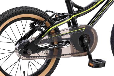 Дитяче велосипед BIKESTAR 16 дюймів: алюмінієвий MTB для дівчаток та хлопчиків 4-5 років, V-brake, чорно-зелений