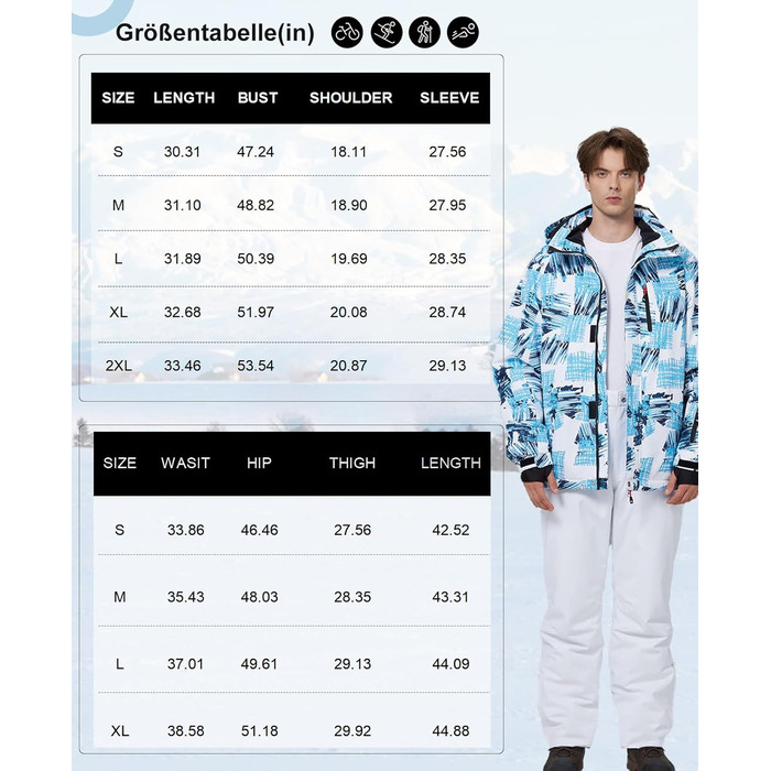 Сніговий костюм чоловічий HOUZONIY (L, 434+Schwarz) - водонепроникний, 2-частинний