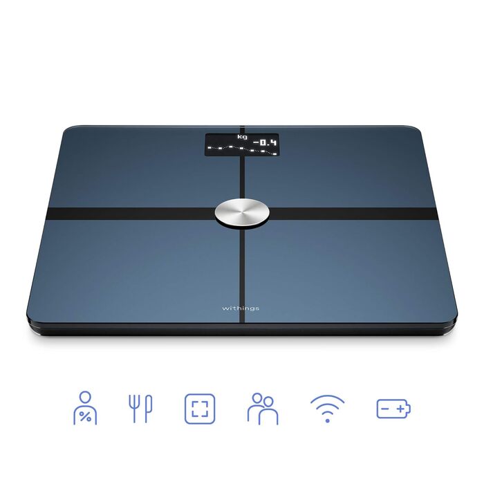 Ваги тіла Withings Body+ - смарт-ваги з вимірюванням BMI, м'язової маси та водного балансу, підключення Bluetooth/Wi-Fi, чорний (відновлені)