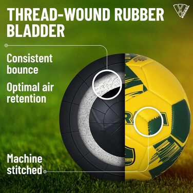 М'яч для футболу збірної, міцний шкіряний м'яч для дорослих, дітей та підлітків, машинна вишивка з 30 панелей, розміри 3, 4, 5 та міні, ідеальний для дорослих, хлопчиків, Австралія, жовтий