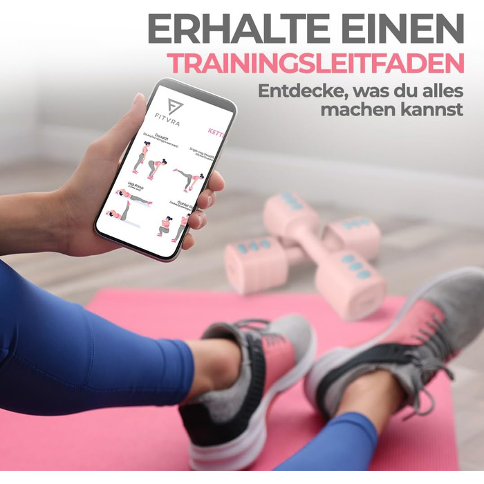 Регульовані гантелі 2 в 1 + гвинтівка (kettlebell) – Набір гантелей для жінок, Рожеві, короткі гантелі 1–3 кг & гвинтівка 2,5–6,5 кг, з 3 еластичними стрічками та інструкцією