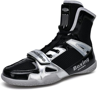 Чоловічі боксерські туфлі для боротьби, фітнесу та тренувань. Білі (33 EU, Чорний сріблястий)