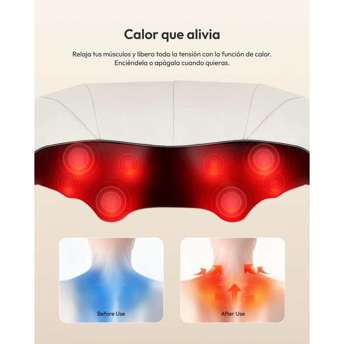 Масажний накид для крісла з підігрівом та 3D масажем, Shiatsu масажер для спини з 3 рівнями інтенсивності, Romm (V-WMN01)