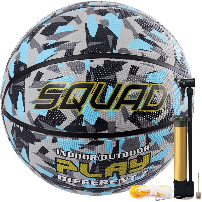 Баскетбольний м'яч SQUAD 7 розмір, гумовий, камуфляж, для дорослих, для залу і вулиці, з насосом і голкою