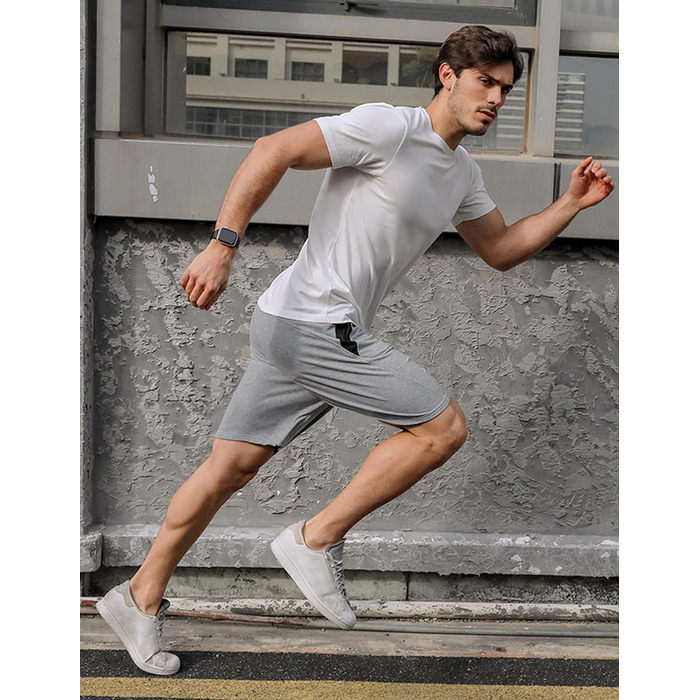 Чоловічі літні спортивні шорти Activewear з бавовни, легкі повсякденні шорти-джогери з кишенями на блискавці, сірі, розміри S-XXL