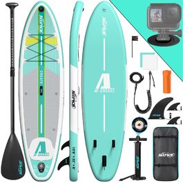 Надувний SUP-борд ALLPICK Premium Set: Комплектація для веслування, камера, аксесуари, регульоване весло (200 кг, свіжий м'ятний)