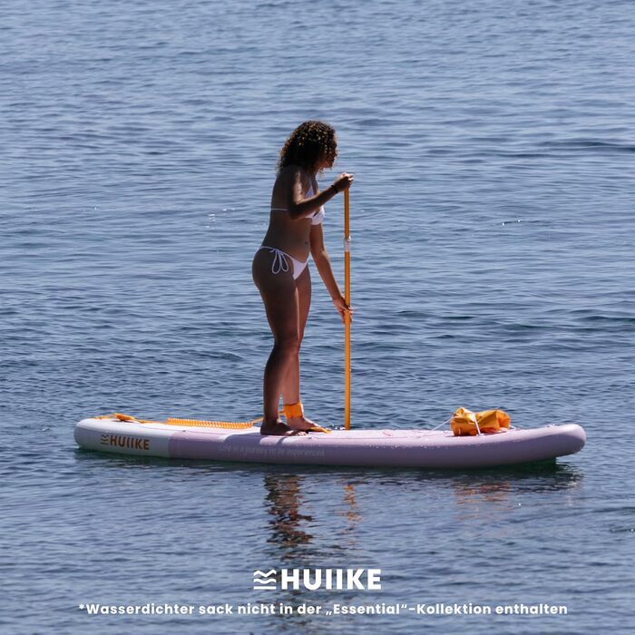 Надувний SUP-борд HUIIKE з аксесуарами: весло, фіни, насос. Стабільний та міцний SUP-борд для стабільного веслування. Розмір 305x84x15 см, вантажопідйомність до 130 кг. Колір рожевий, серія Enjoyer Essential