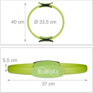 Пілатес кільце Bluefinity з подвійною ручкою, м'яке, фібергласове, для фітнесу та йоги, Ø 37 см, зелений, 1 шт.