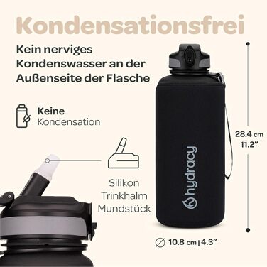 Водна пляшка Hydracy 2L з соломкою та таймером: спортивна, BPA-free, проти протікання, без конденсату