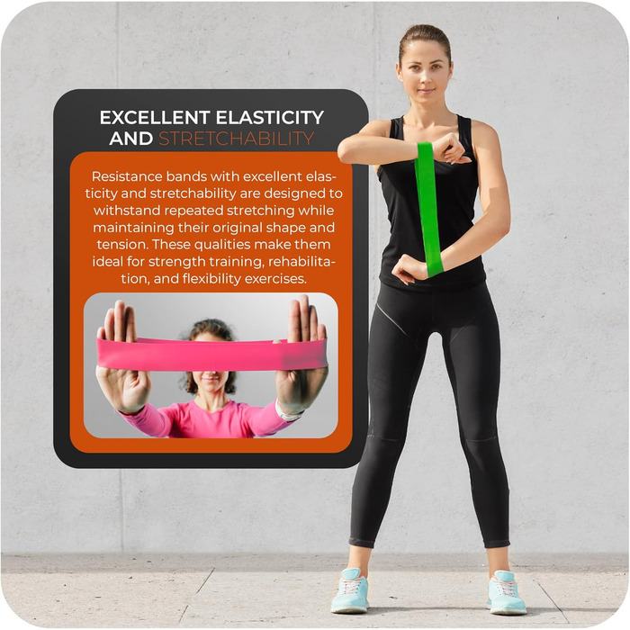 Фітнес-еластичні стрічки з 5 рівнями опору, латексні фітнес-стрічки з сумкою, для м'язів, пілатесу, йоги вдома, в спортзалі, для тренувань. Королівський фіолетовий колір для різного опору (багатобарвні).