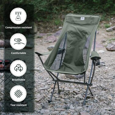 Складний туристичний стілець Naturehike - легкий, для кемпінгу, риболовлі, пікніка та хайкінгу (зелений, оновлена версія)