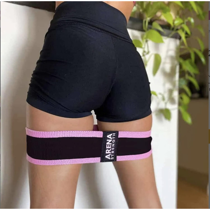Стрічки для фітнесу Arena Strength Fabric - набір для тренування сідниць та ніг | Стрічки опору для стегон | Зручний набір з інструкцією та сумкою (X-Strong, сірий, рожевий)