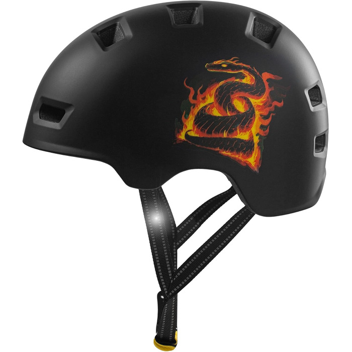 Велошолом Crazy Safety Rampage Orange Schlange для велосипедистів, скейтерів та ролерів, розмір M (54-57 см), регульований, для чоловіків, жінок і дітей, помаранчевий зміїний дизайн