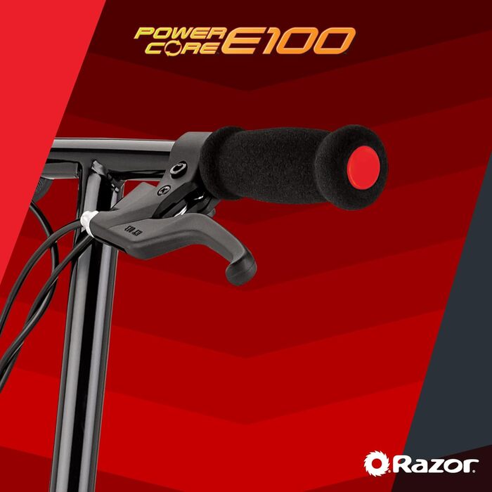 Дитячий електросамокат Razor Power Core E100, 100 Вт, з мотором у ступиці, надувне колесо 8'', швидкість до 18 км/год, до 60 хв їзди, для дітей від 8 років