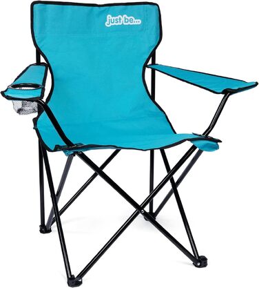 Крісло для кемпінгу, складане рибальське крісло з підлокітниками та тримачем для напоїв, блакитне